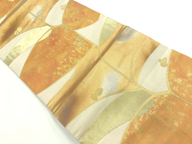 JAPANESE KIMONO / VINTAGE NAGOYA OBI / WOVEN LEAVES